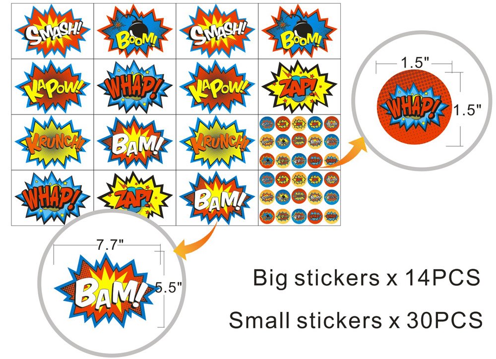 Adjoy Children Superhero Capes And Masks 14 Sets With Superhero Stickers - Kids Birthday Party Dress Up Capes