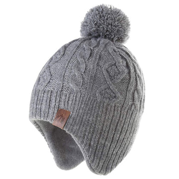 Moon Kitty Baby Hats For Boys And Girls - Upgrade Soft Pompom Fleece Lining Boys Winter Earflap Hat Gray