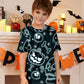 Halloween Unisex Kids Jack O' Lantern Skull Pumpkin Black Top Short Sleeve Party Shirt 10 Years