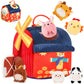FREYBLI Baby Toys 6-12 Months - Soft Barn Toy with Stuffed Farm Animals, Rattle, Crinkle Paper, Squeaker, Mirror - Montessori Se