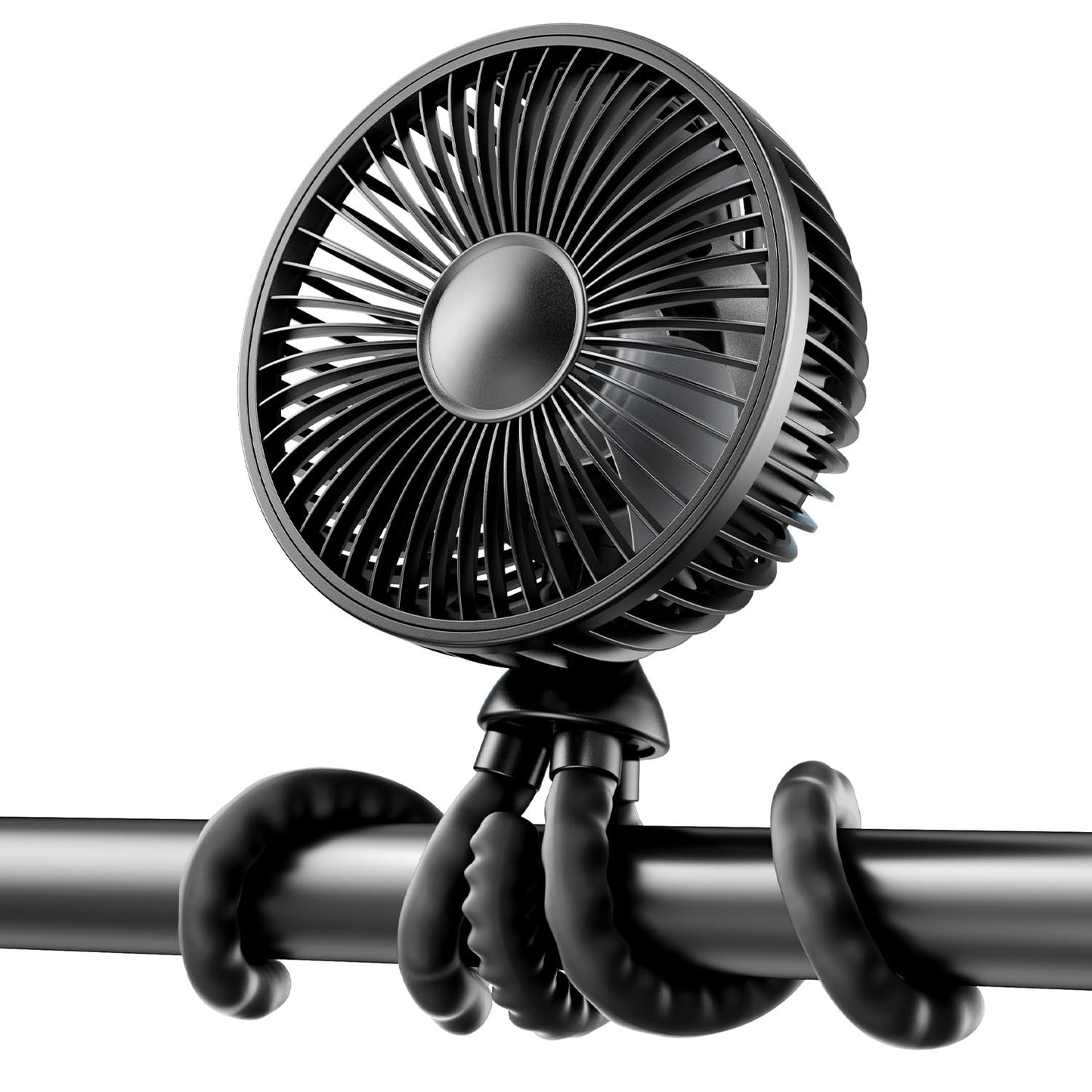 Gaiatop Oscillating Baby Stroller Fan with LED Night Light, 4 Speeds Cooling Rechargeable 360 Rotate Clip On, Battery Operated S