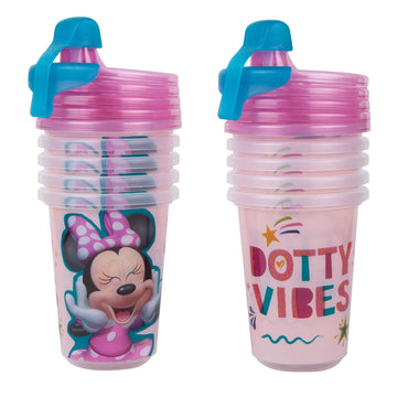 The First Years Take & Toss Disney Minnie Mouse Sippy Cups - Reusable Toddlers Cups With Lids - Kids Party Pack With 2 Travel Ca