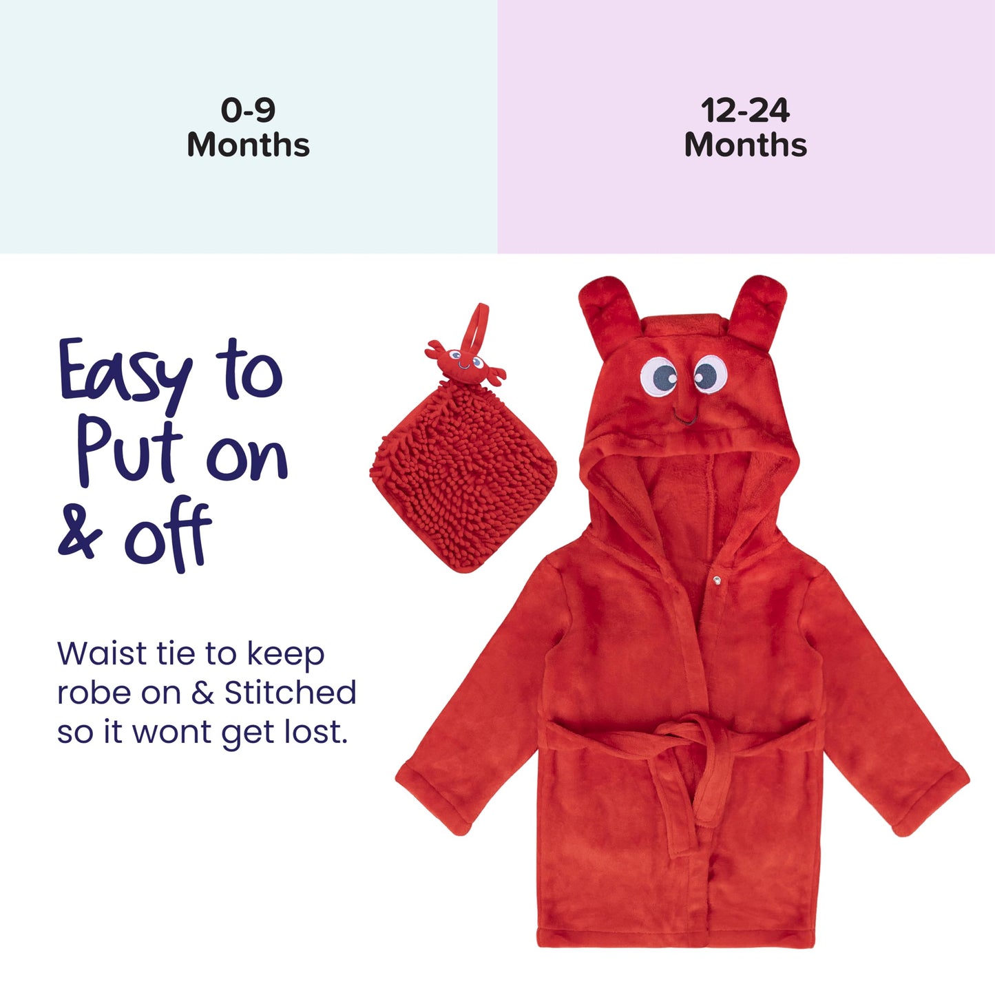 Rising Star Baby Boy Robe - Soft Plush Bath Towel Robe Spa Set - Baby Bathrobe Towel & Baby Washcloth For Boys - Baby Robe Set 0