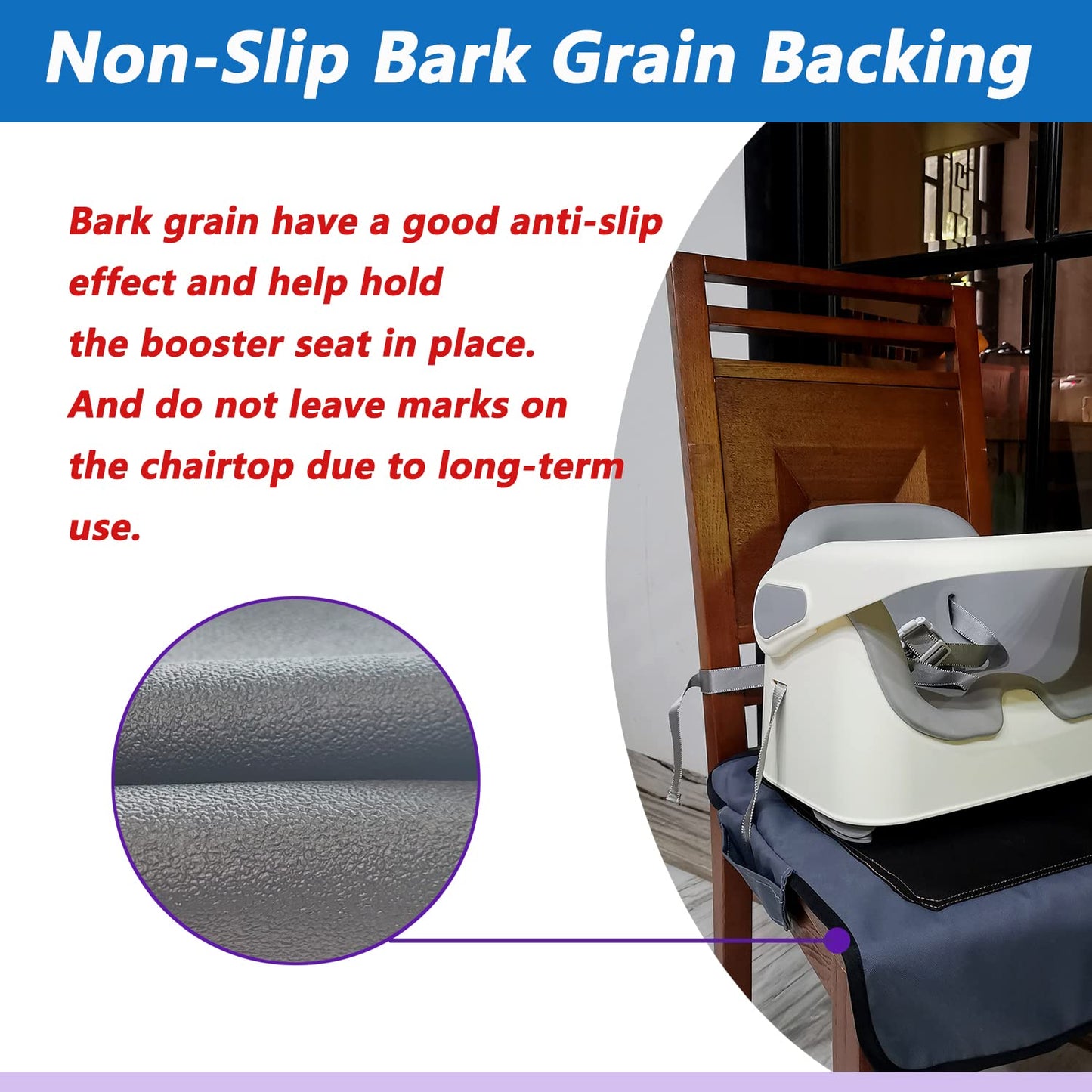 Extra Large Booster Chair Protector Cover,Dining High Chair Seat Cover Protect Booster Chair Cover,Non-Slip Bark Grain Backing,