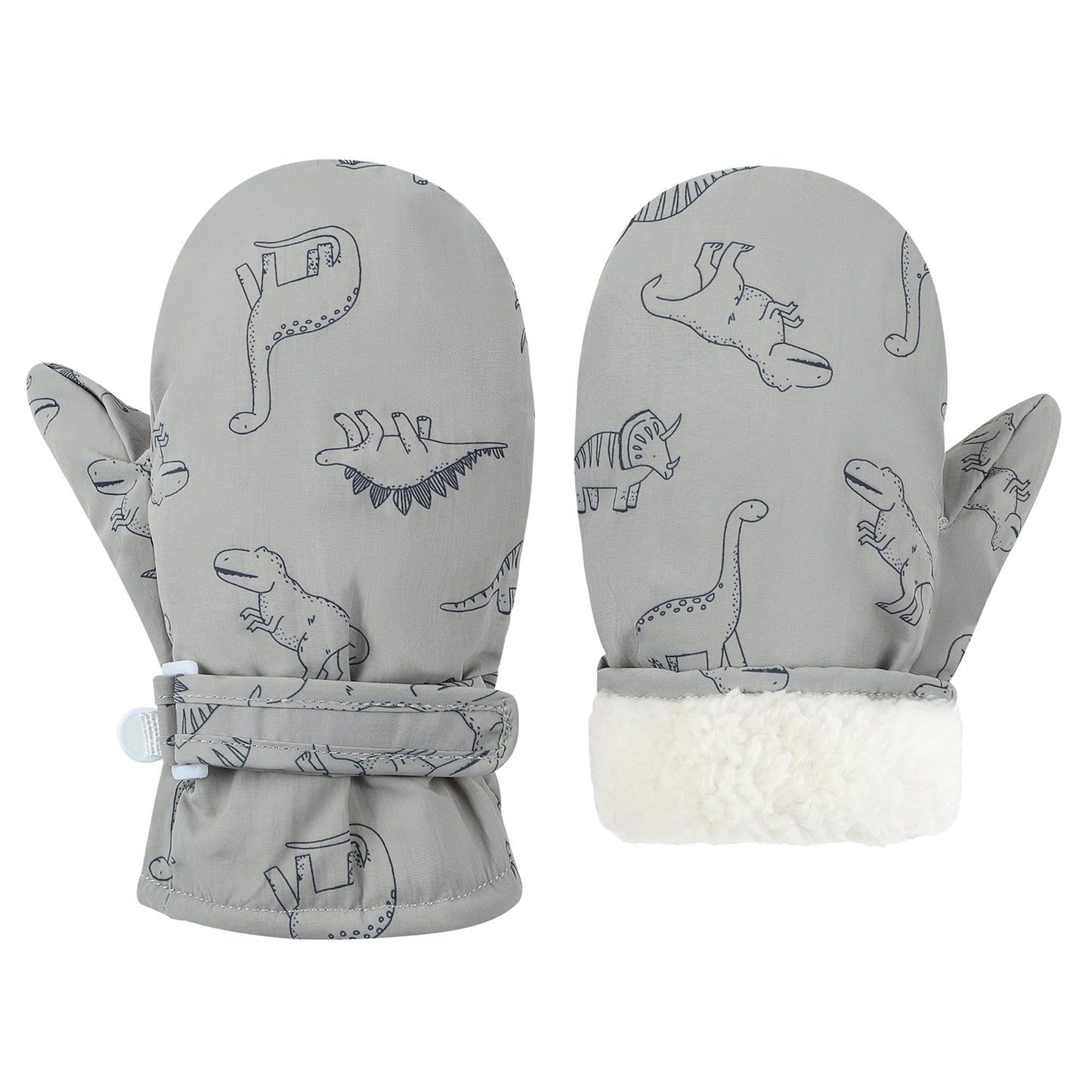 Fynnsure Toddler Mittens Lined Fleece Snow Gloves For Boys Girls Kids Winter Ski Gloves Baby Mittens Gray 1-2 Years