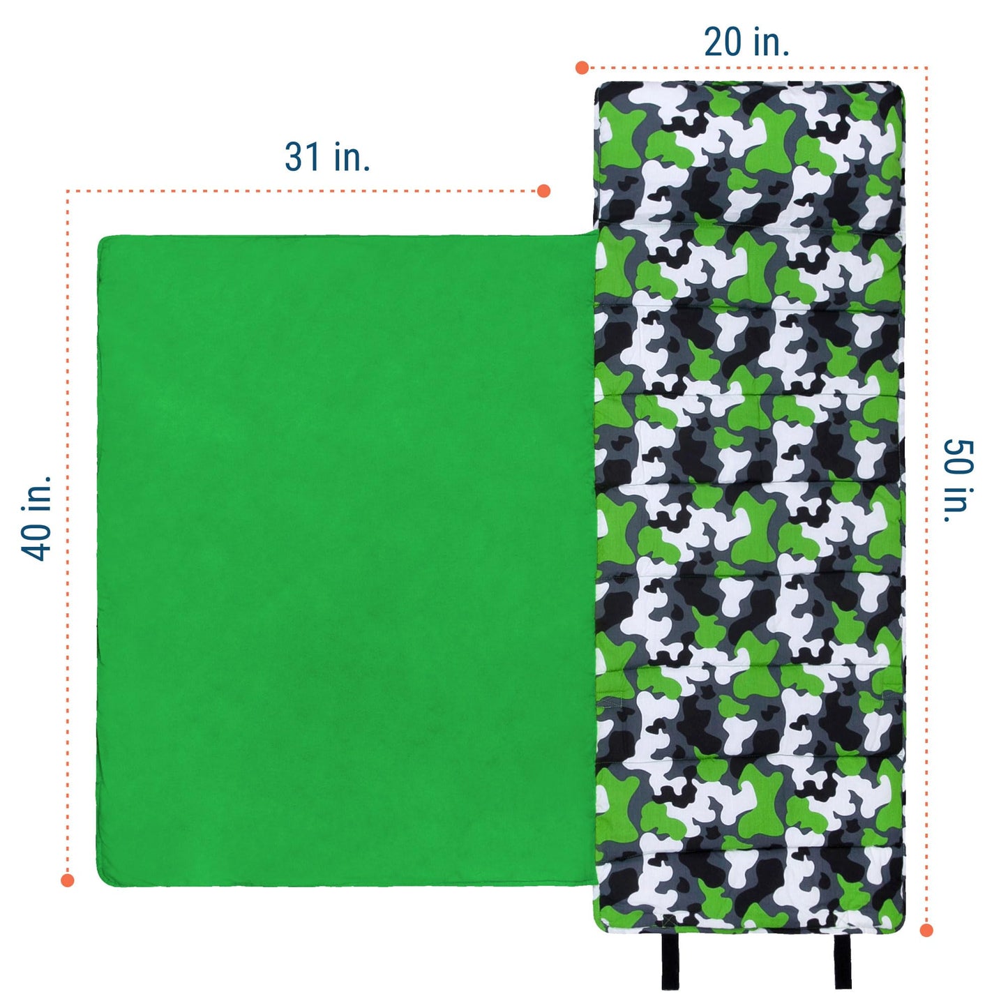 Wildkin Kids Original Nap Mat - Cozy Kids Sleep Mat with Pillow, Ideal for School & Travel - Camo Green