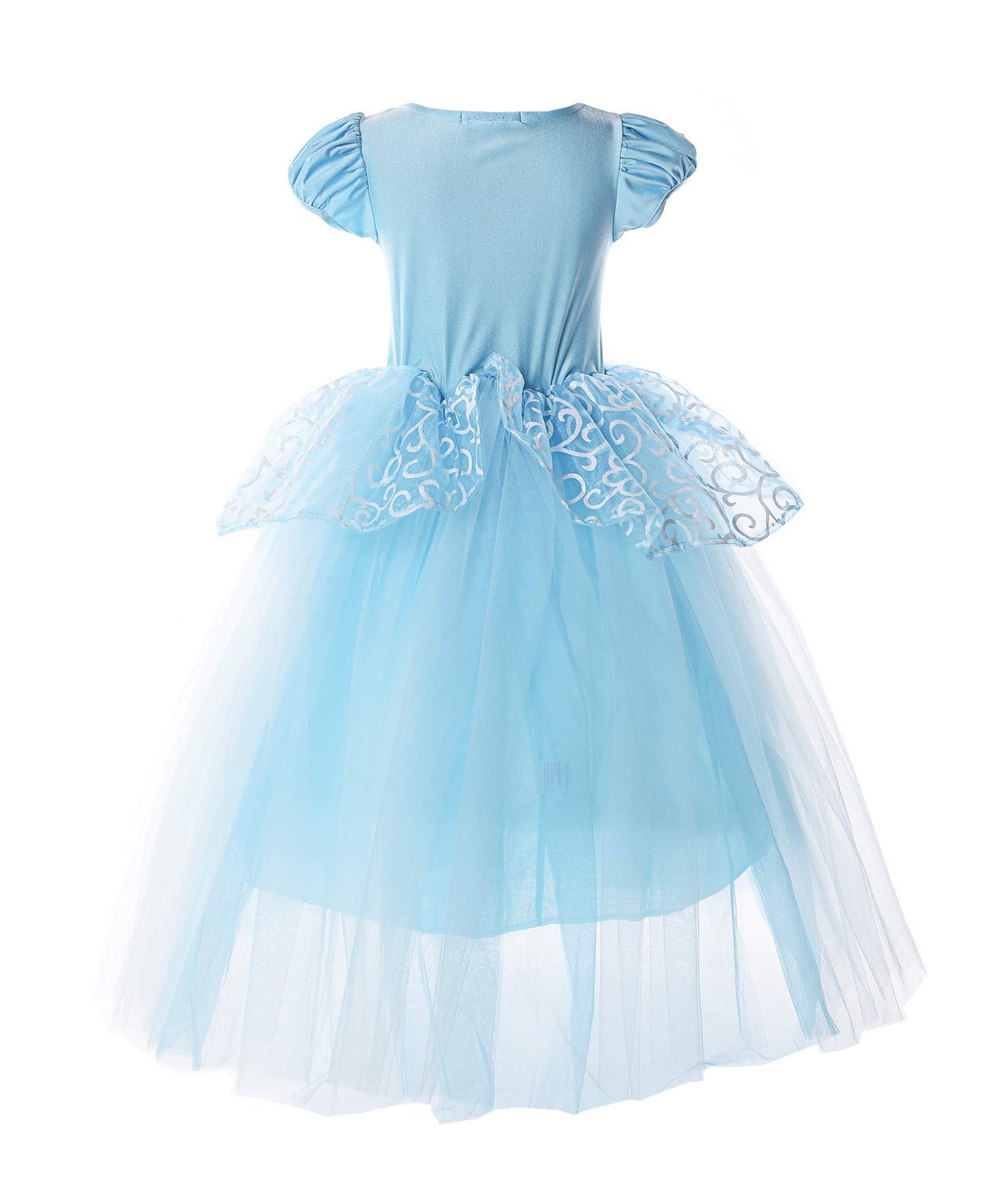 Jerrisapparel Girls Princess Costume Puff Sleeve Fancy Birthday Party Dress Up (7, Blue With Accessories)