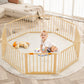 HOMMOW Large Wooden Playpen, 74?74Baby Playpen for Babies and Toddlers, Adjustable Baby Play Fence Foldable Baby Gate Playpen wi