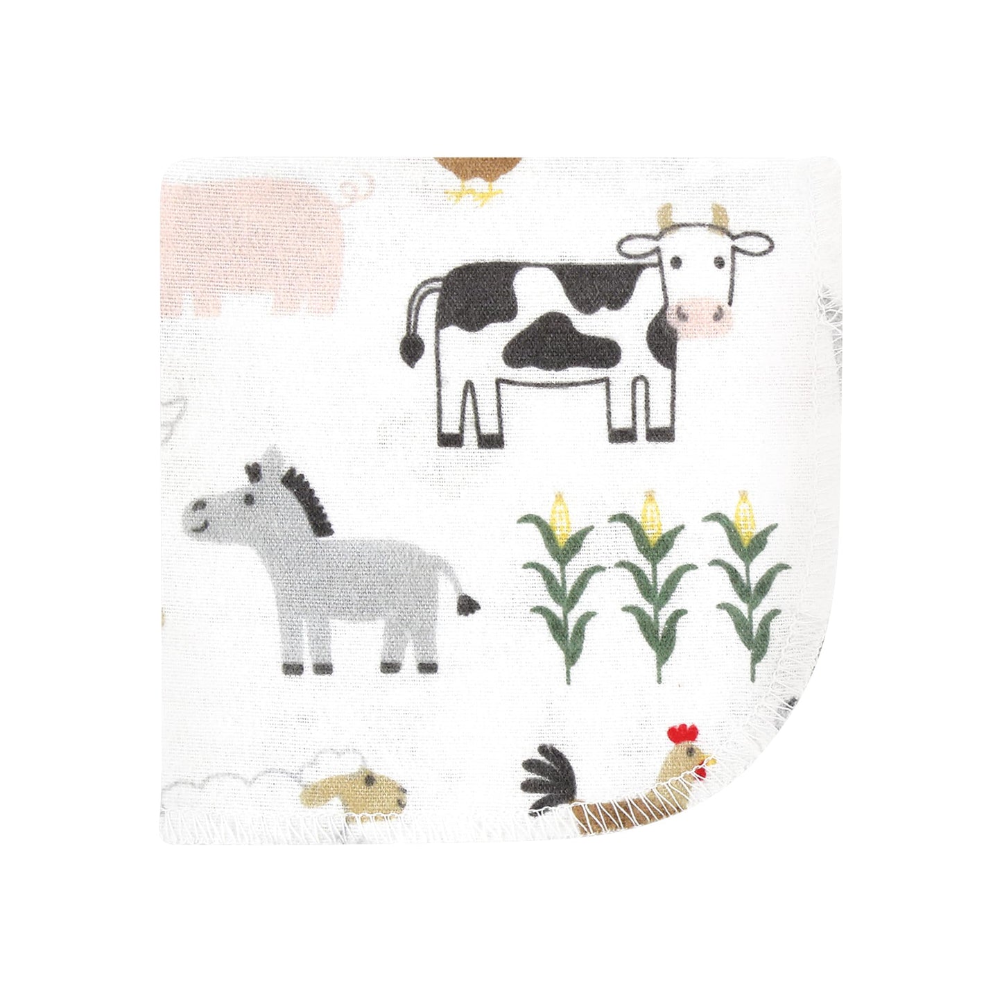 Hudson Baby Unisex Baby Flannel Cotton Washcloths, Cute Farm 10 Pack, One Size