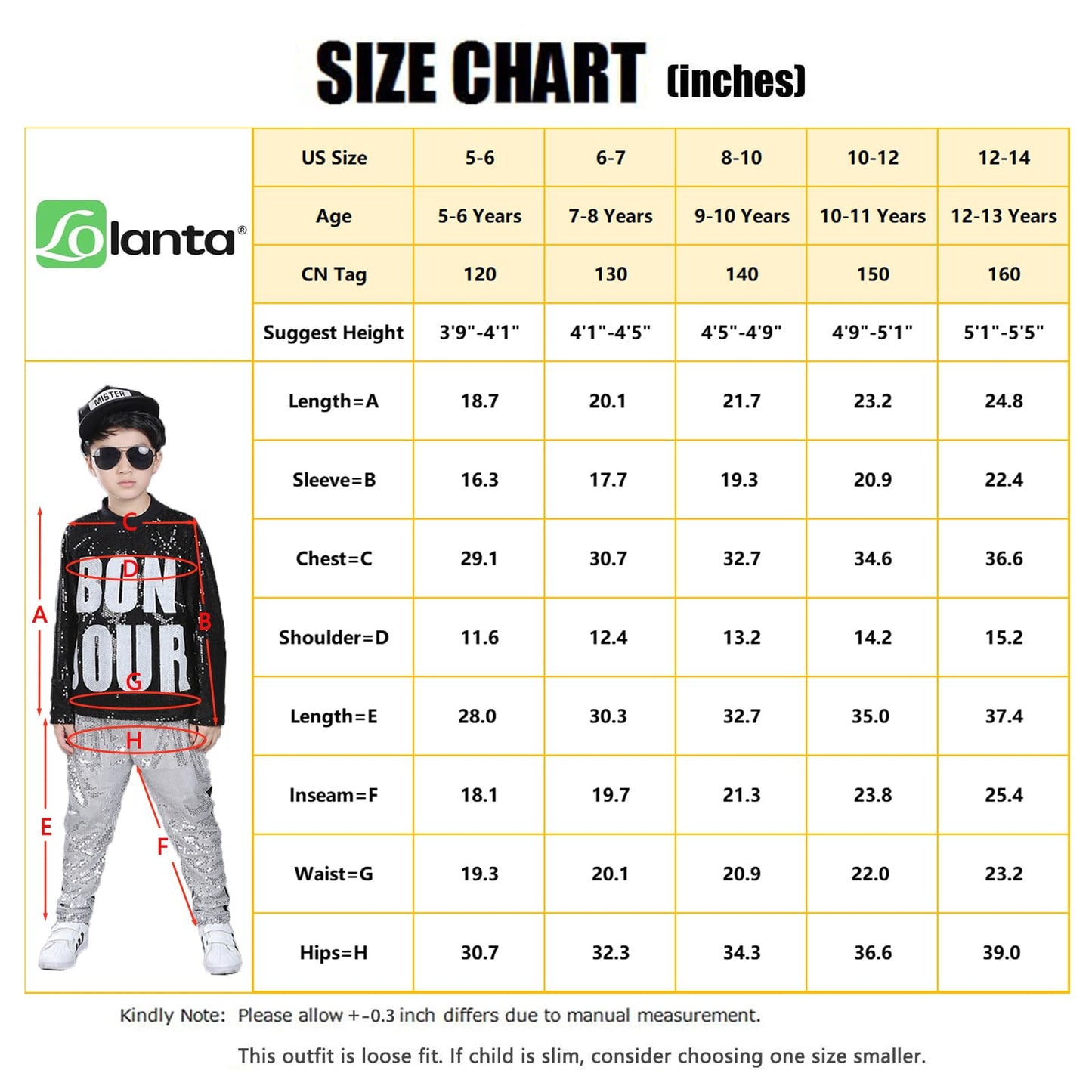 Lolanta Kids Dance Costume Boys Girls Sequins Hip Hop Clothes 80S 90S Outfits Shiny Dress Up Dancewear(Silver,8-10)