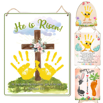 Easter Diy Handprint Craft For Kids, Baby'S First Easter Handprint Art Sign, Bible Verse Crafts, Baby Handprints Christian Keeps