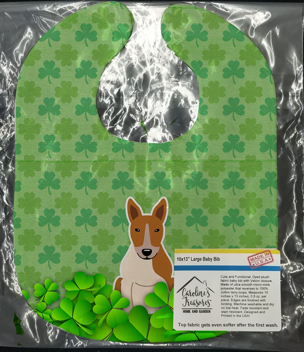Carolines Treasures Shamrocks Baby Bib, Bull Terrier Red White, Large