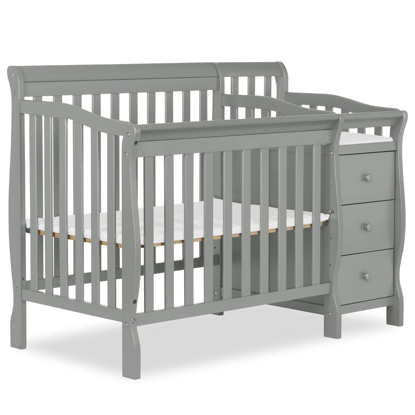 Dream On Me Jayden 4-in-1 Mini Convertible Baby Crib & Changer with Storage in Seagrass, Pinewood, GreenGuard Gold & JPMA, 1    