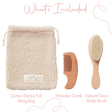 Myzi Baby Hair Brush Set - Baby Brush And Comb Set Newborn, Baby Comb And Brush Set Boy And Girl, Newborn Hair Brush And Newborn
