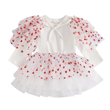 Baby Girl Valentines Outfit Toddler Valentines Day Dress Princess Heart Tulle Tutu Dresses Cute Photoshoot Clothes (Valentines H