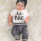 Baby Boy Clothes 0-3 Months Infant Outfits Short Sleeve Little Bro Romper + Long Pants + Hat 3Pcs Cute Baby Boys Clothes