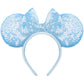Seamoy Minnie Ears Headband,Sequin Mouse Ears Headband With Bow Hairs Accessories For Girls Women Adult Kids Birthday Party (Pol