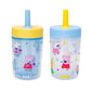 Zak Designs Peppa Pig Capri Toddler Tumblers For Travel or At Home, 9oz 2-Pack Double Wall Plastic Sippy Cups With Leak-Proof De