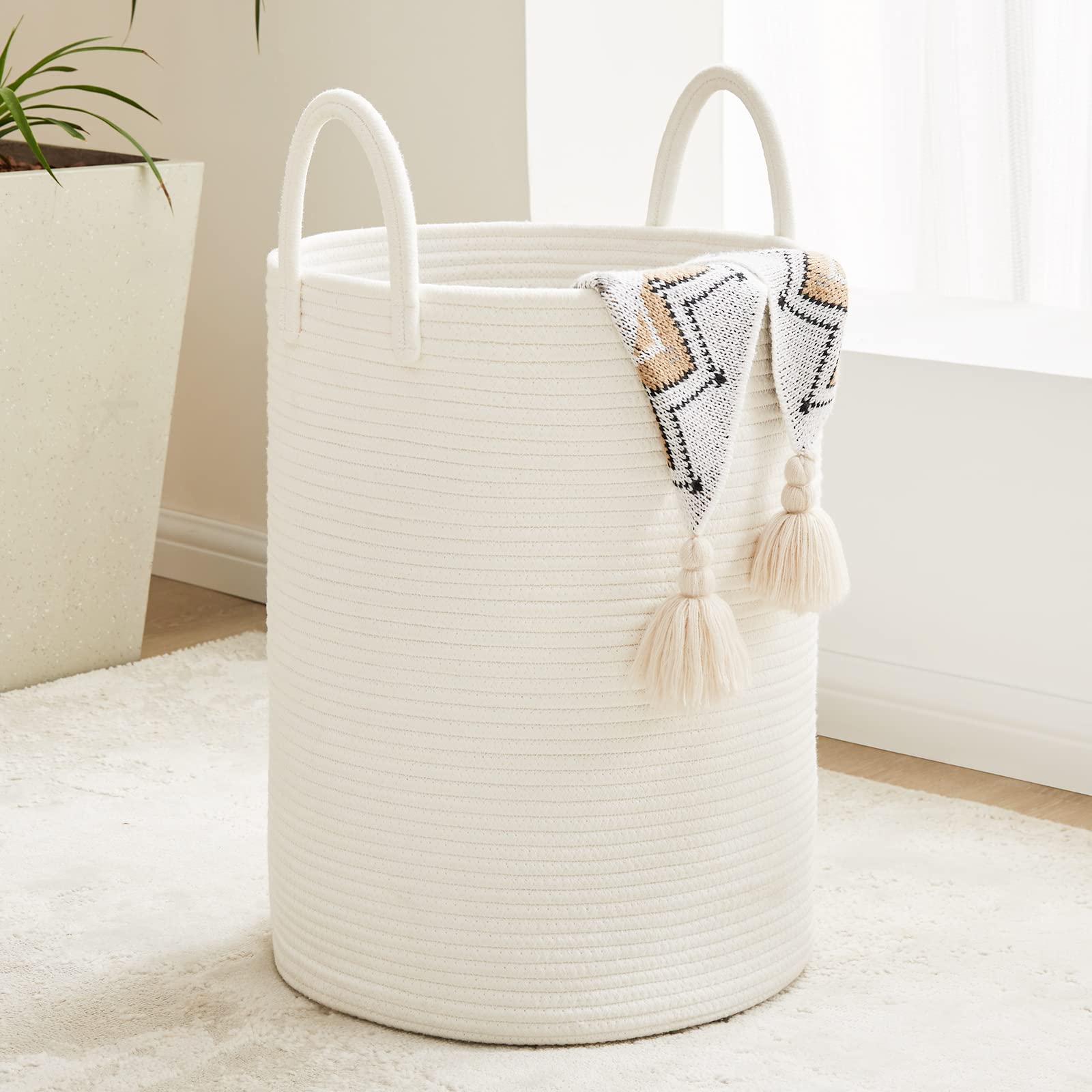 58L Large Woven Laundry Hamper by Fionas magic, Laundry Basket Storage, Baby Nursery Hamper Toys and Clothes Hamper for Bedroom