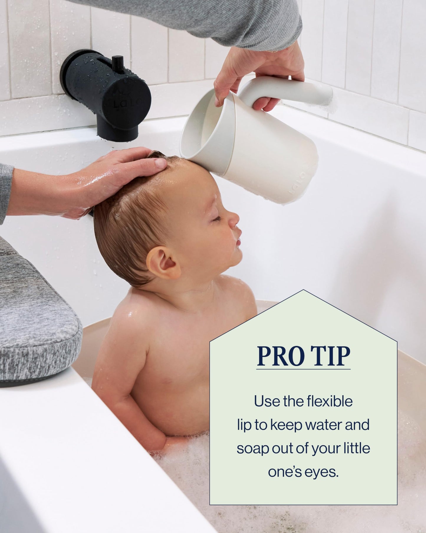 Lalo Bath Rinse Cup - Handle For Easy Grip, Tear-Free Baby Bathing, Flexible Lip, Non-Toxic, Soft Edge, Lightweight Bath Cup For