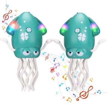 Vodolo 2pcs Magic Electric Dancing Octopus Toy with Led Light and Music,Baby Must Haves Tummy Time Baby Toys,Green