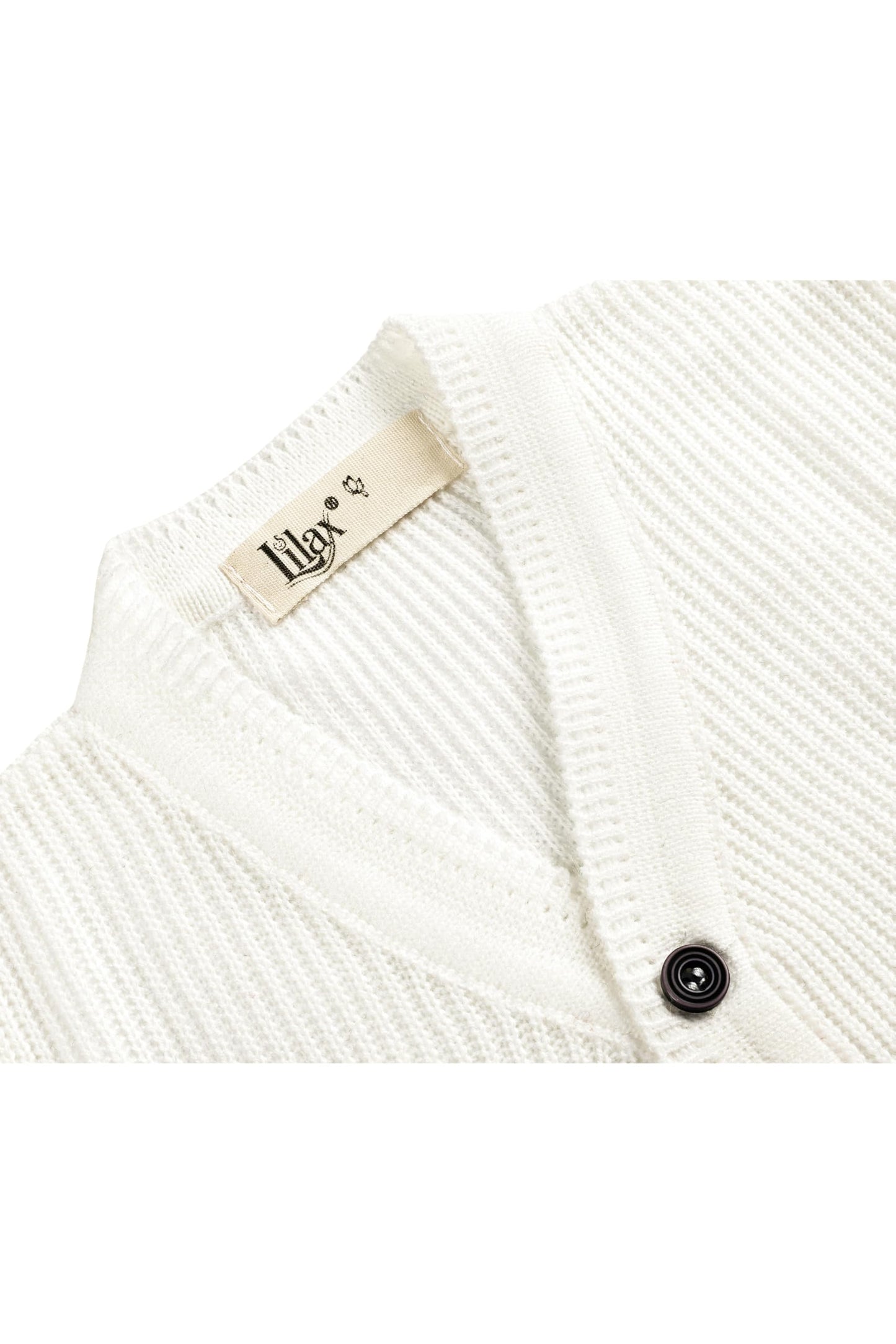 Lilax Baby Boys Basic Long Sleeve V-Neck Classic Knit Cardigan Sweater (Cream, 3-6 Months)