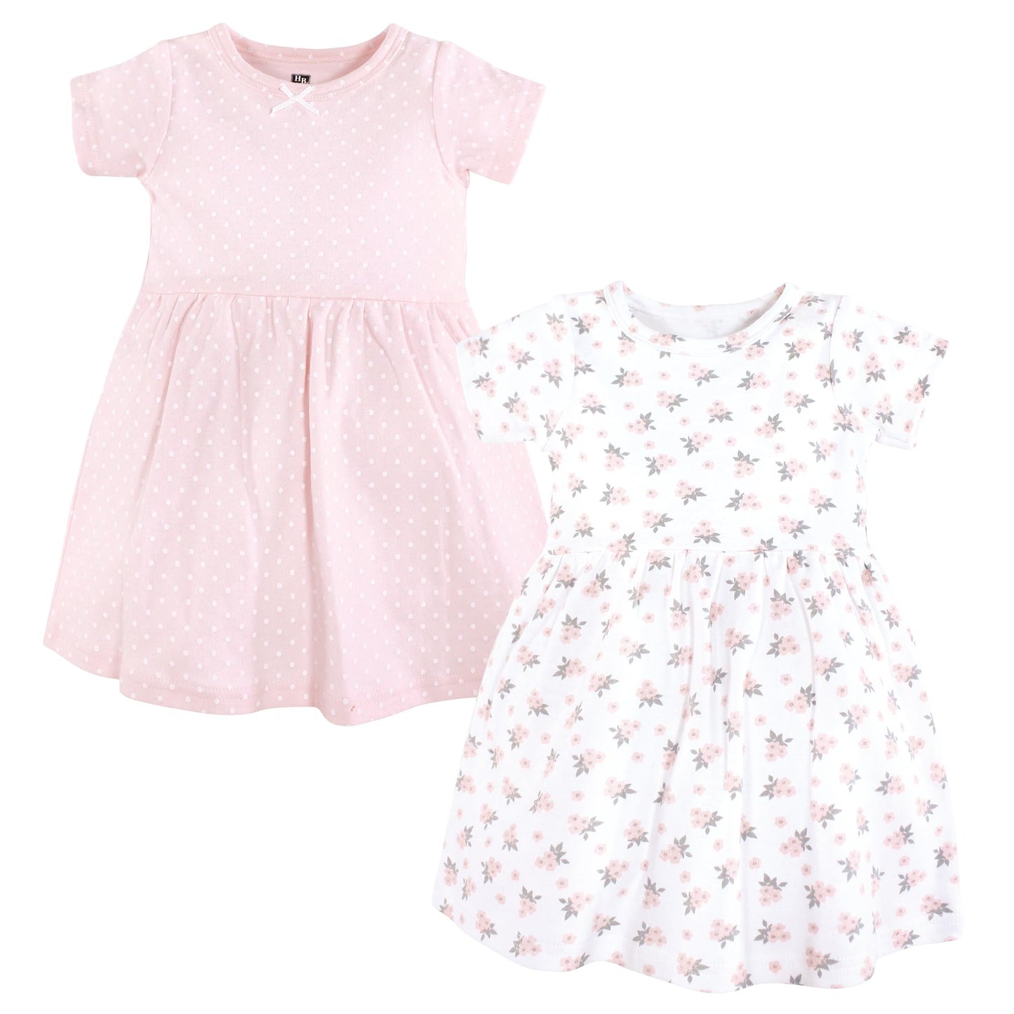 Hudson Baby Baby Girls Cotton Dresses, Tiny Pink Flower, 0-3 Months
