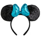 Chuangqi 1Pcs Mouse Ears Shiny Headband With 3D Bow, Double-Sided Sequin Hair Band For Birthday Party Or Amusement Park (3D Ligh