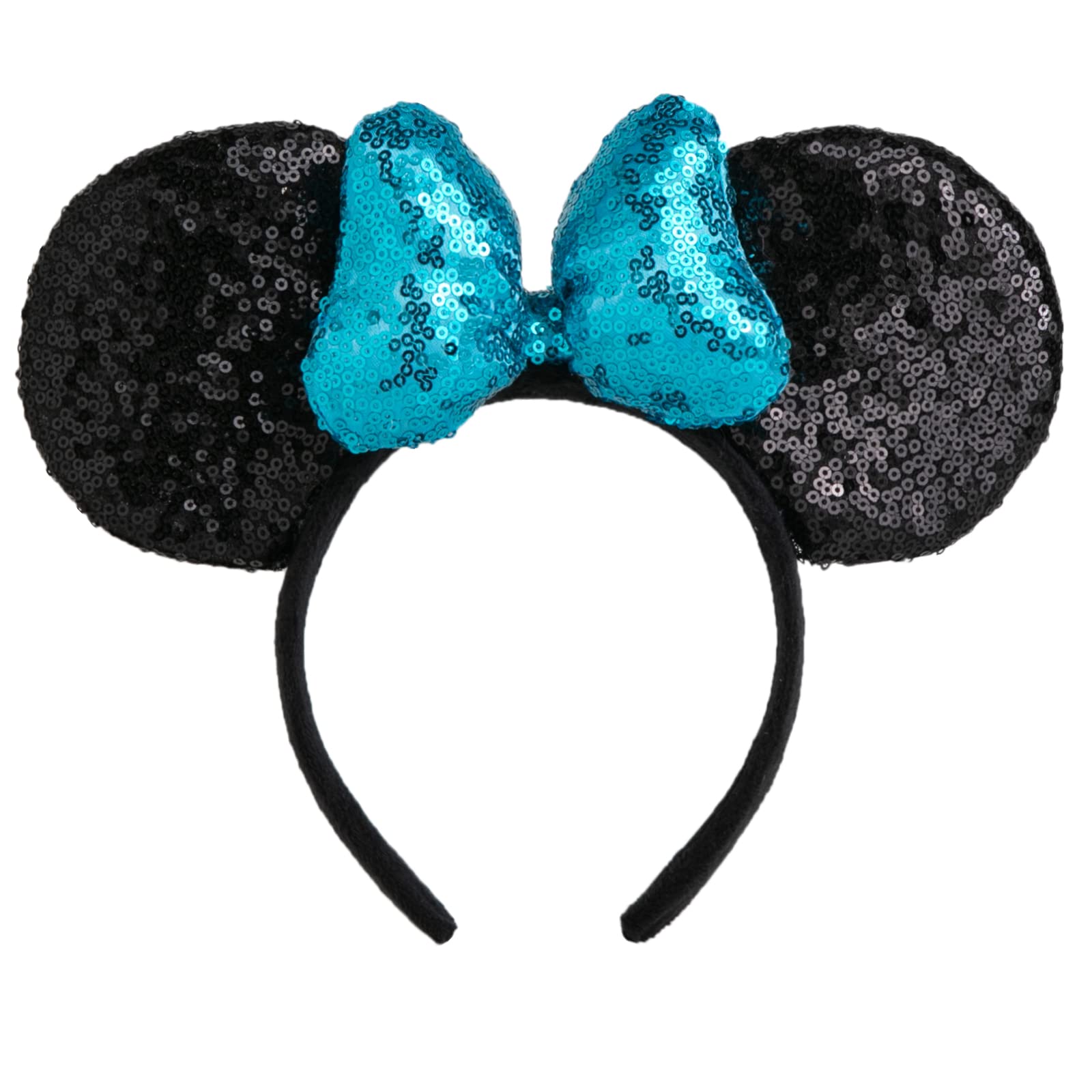Chuangqi 1Pcs Mouse Ears Shiny Headband With 3D Bow, Double-Sided Sequin Hair Band For Birthday Party Or Amusement Park (3D Ligh