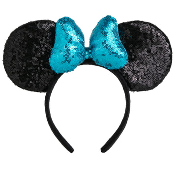 Chuangqi 1Pcs Mouse Ears Shiny Headband With 3D Bow, Double-Sided Sequin Hair Band For Birthday Party Or Amusement Park (3D Ligh