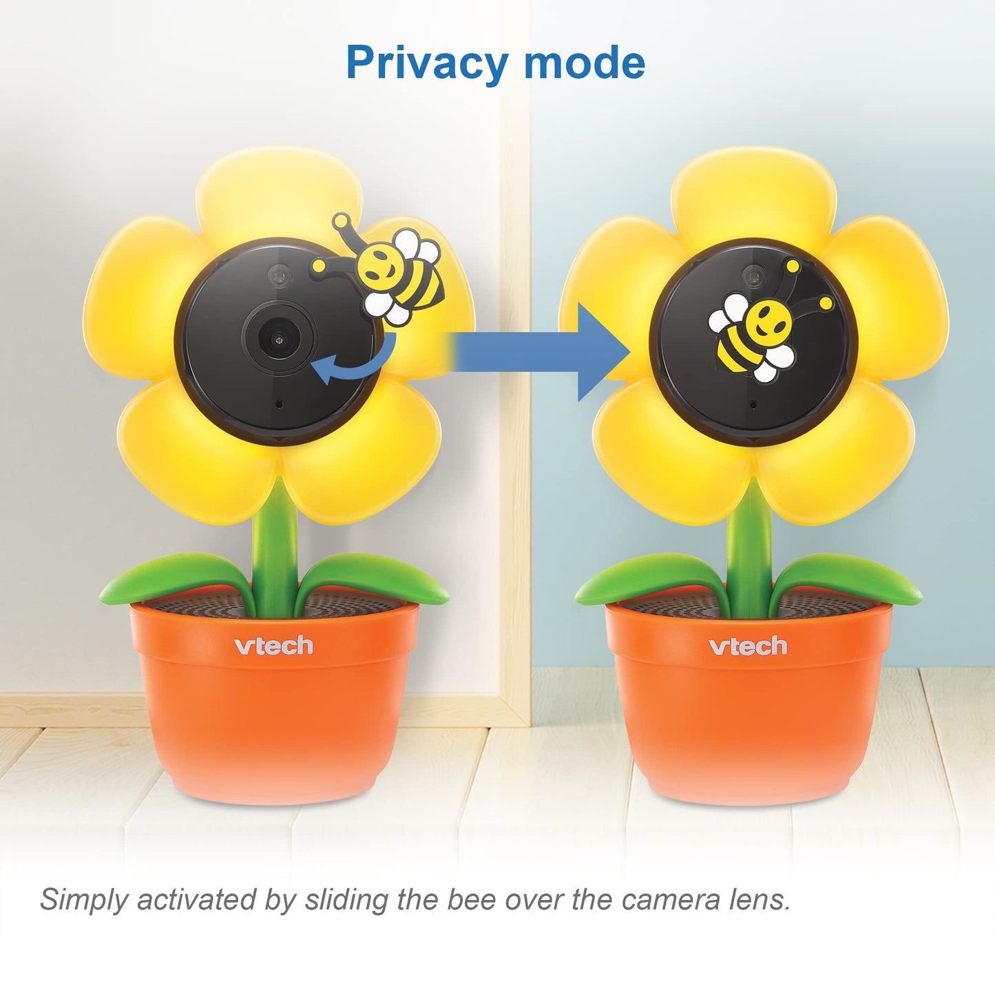 Vtech Rm9751 Yellow Daisy Smart Wi-Fi Baby Camera, Ios & Android Enabled, 1080P Full Hd, Privacy Mode Cover, Night Light, Soothi