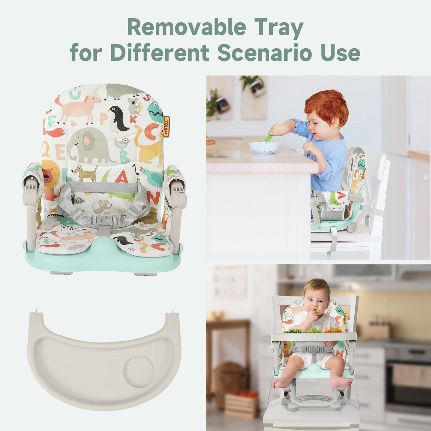 Yoleo Baby High Chair Booster Seat For Dining Table Height Adjustable Toddlers Chair Portable Foldable Highchair With Cushion &