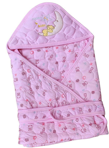 The Cheeky Kidzz Baby Newborn Cotton Quilted Wrapper Cum Blanket Cum Nest Bag | Baby Wrap Swaddle Towel Dohar Odhna with Hood 0 