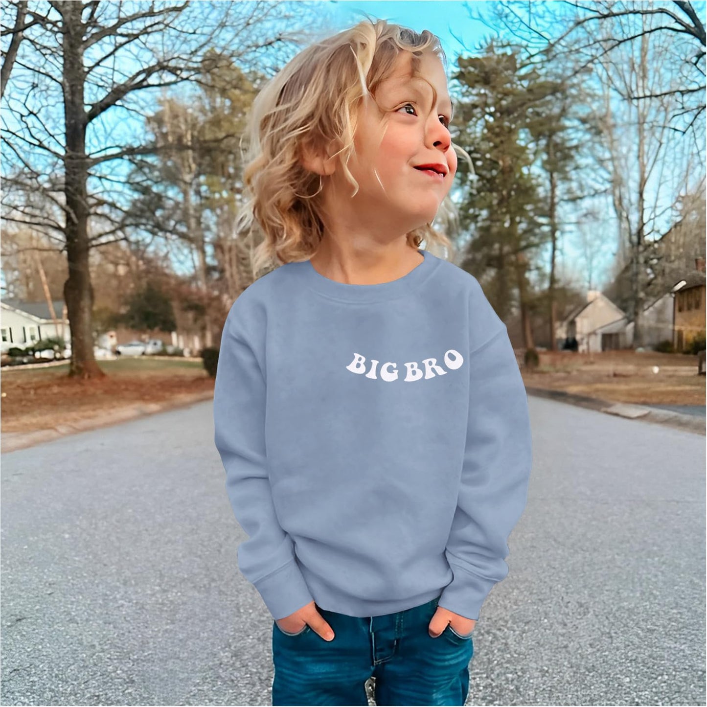 Boutikome Big Brother Sweatshirt Toddler Baby Boy Cool Big Bro Club Shirts Announcement Pullover Long Sleeve Fall Tops(Blue,5-6T