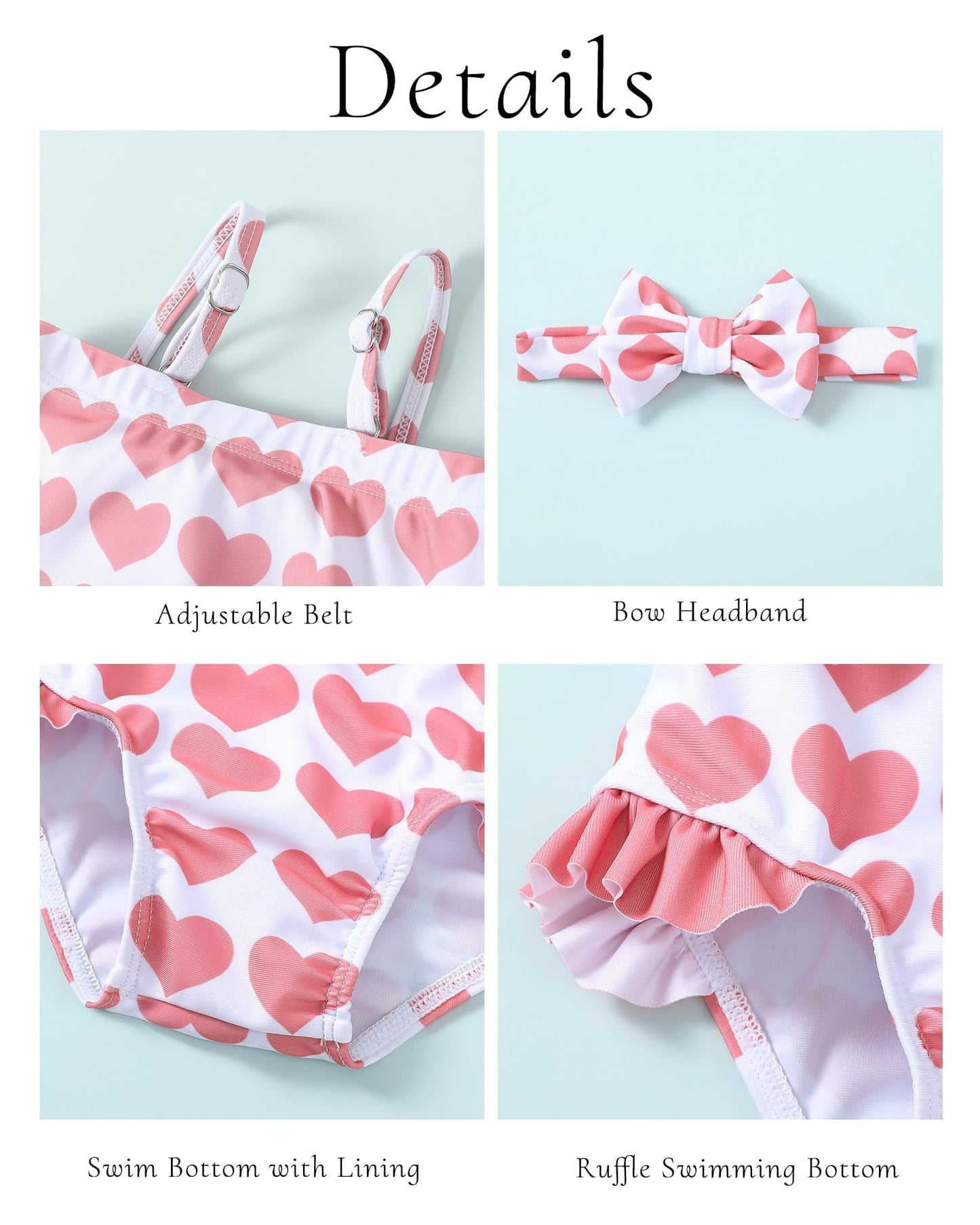 Mioglrie Baby Girl Swimsuit Infant 18-24 Month Bathing Suits Newborn Girls Summer Beach Swimwear Toddler Cute Pink Heart One Pie