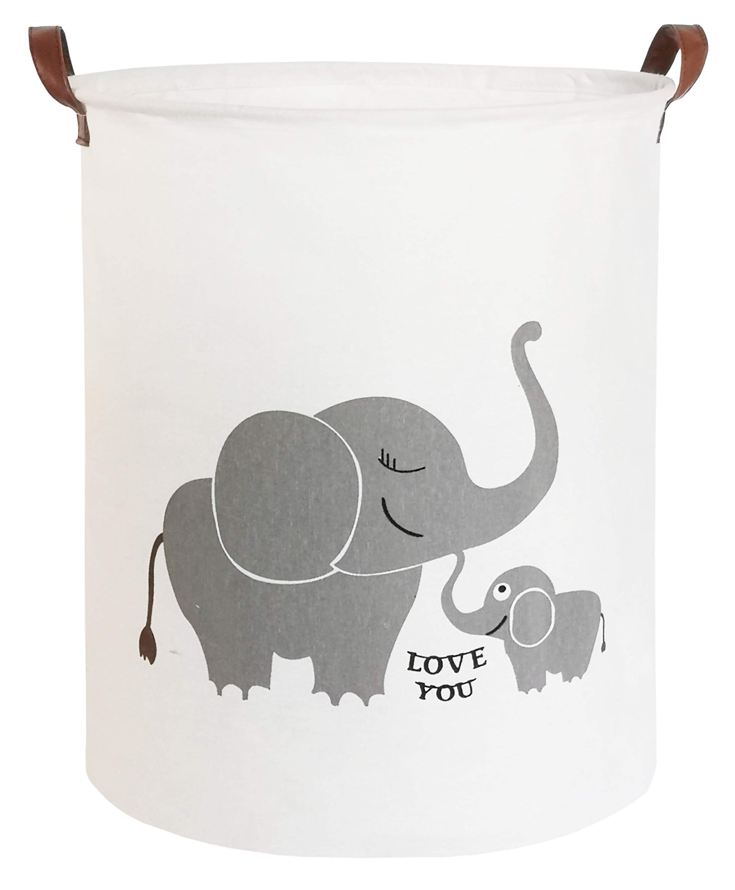 Clocor Collapsible Round Storage Bin/Large Storage Basket/Clothes Laundry Hamper/Toy Storage Bin (Love Elephant)