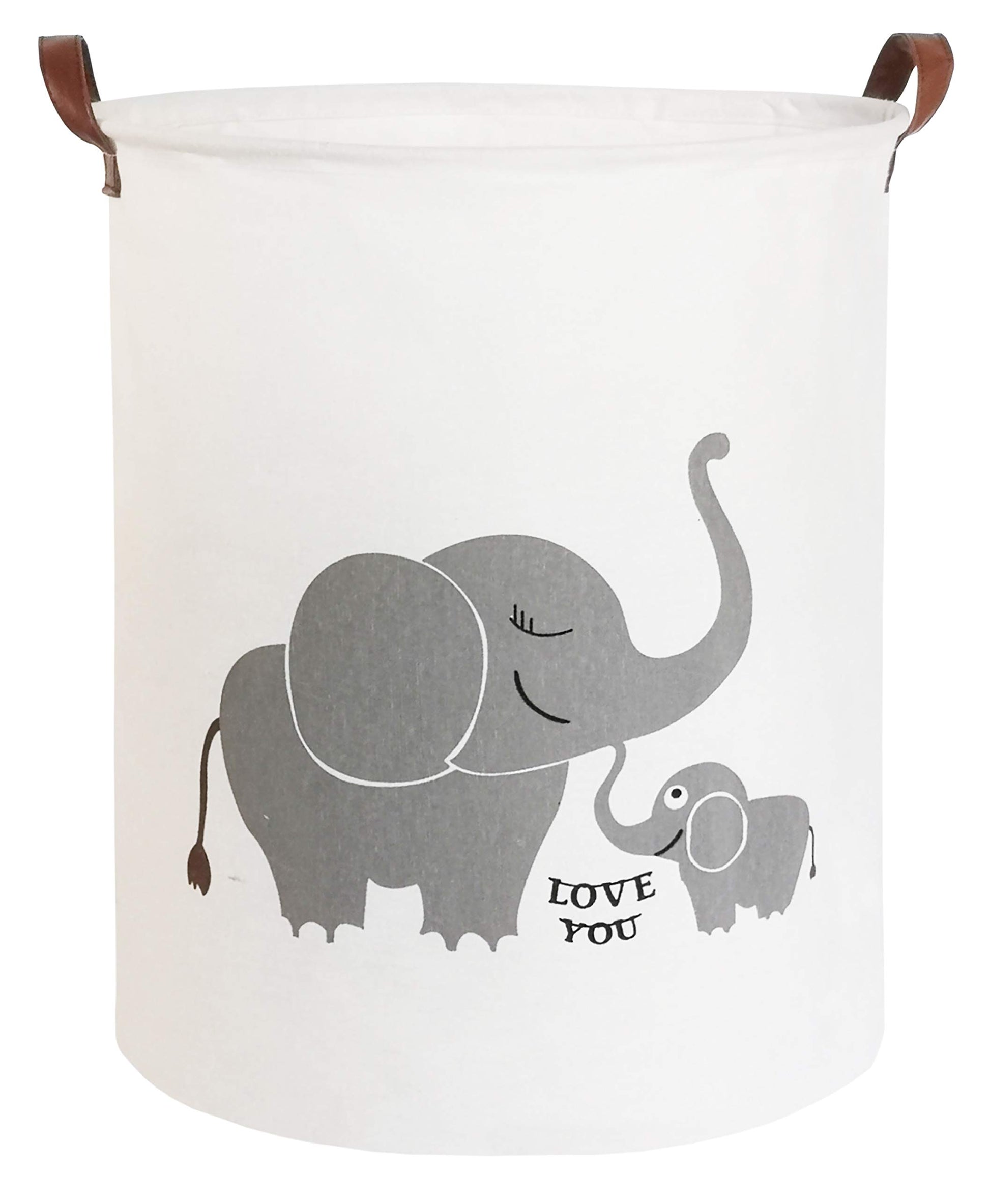 Clocor Collapsible Round Storage Bin/Large Storage Basket/Clothes Laundry Hamper/Toy Storage Bin (Love Elephant)
