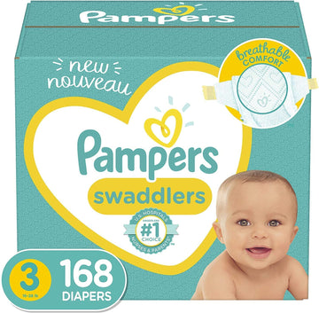 Baby Diapers Size 3, 168 Count - Pampers Swaddlers, One Month Supply (Packaging And Prints On Diapers May Vary)