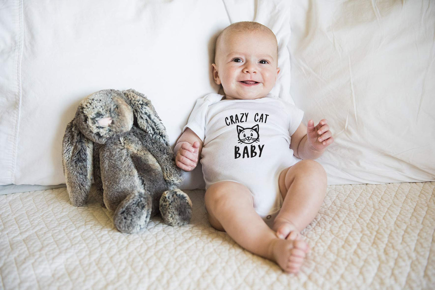Cute Kitten Crazy Cat Baby - Funny Baby Essentials Bodysuit- Newborn Girl Clothes Boy Outfits (12 Months, White)