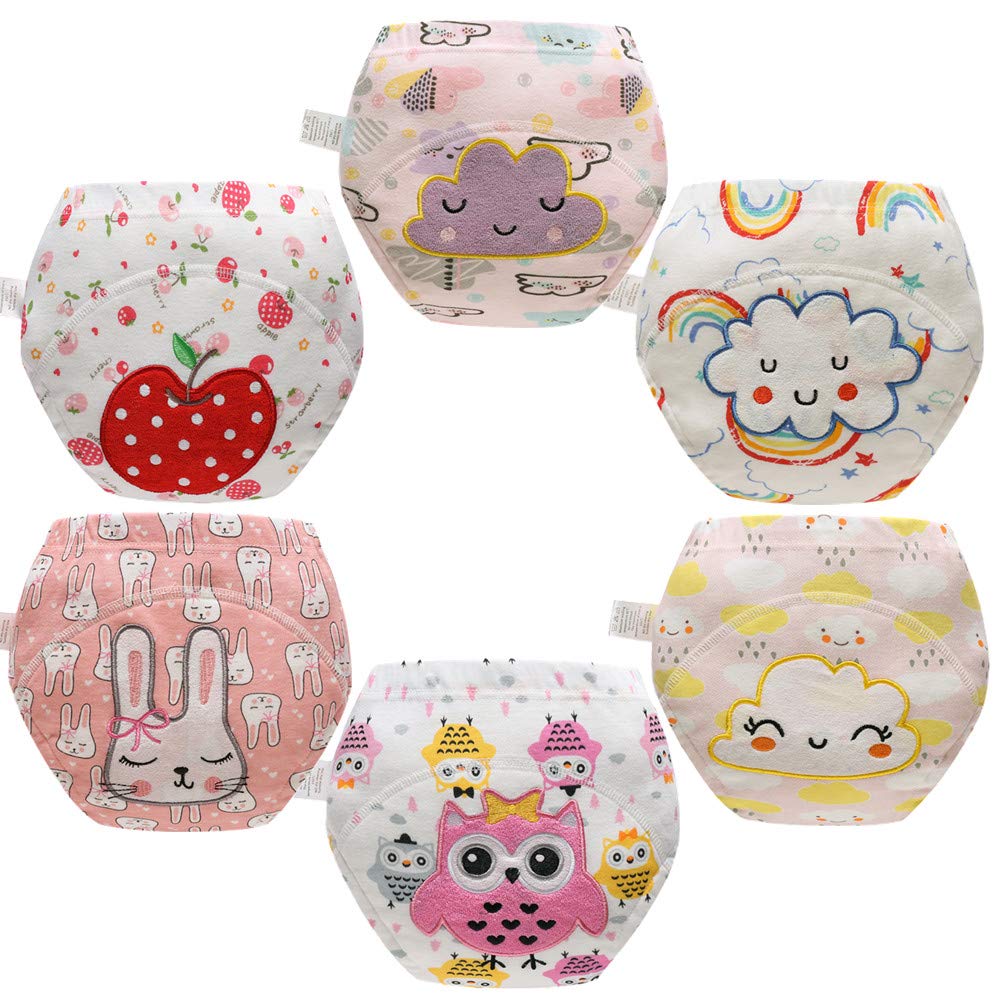 Skhls Baby Toddler Thick Absorbent Potty Training Pants Underwear (2T, 6Pcs Girls')