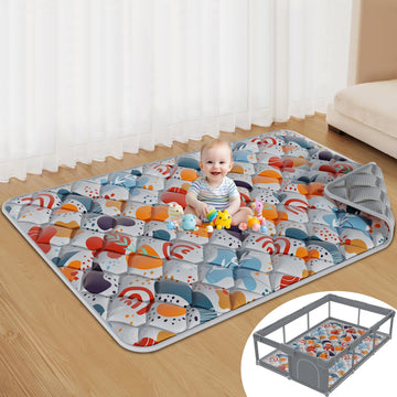 Jaobeem Baby Play Mats for Floor, Foldable 74x50 Playpen Mat Grey, Thicken Cushioning Padding Playmate for Baby and Toddlers Inf