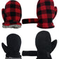 N'Ice Caps Little Kids And Baby Easy-On Sherpa Lined Fleece Mittens - 2 Pair Pack (Black/Red Buffalo Plaid, 2-3 Years)