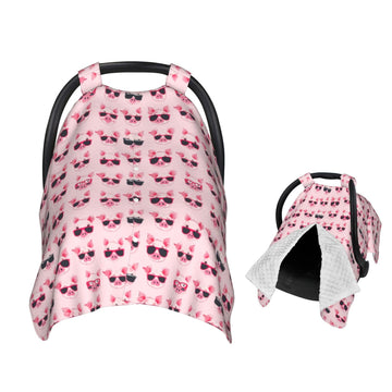 Muishi Pink Pig Wearing Sunglasses Baby Car Seat Canopy Nursing Cover for Newborn Car Seat Breastfeeding Covers Blanket Newborn 