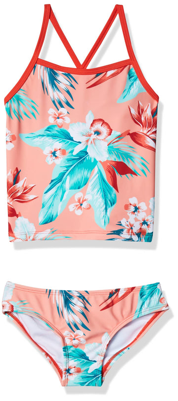 Kanu Surf Girls' Toddler Alania Floral Banded Tankini Beach Sport 2-Piece Swimsuit, Coral, 4T