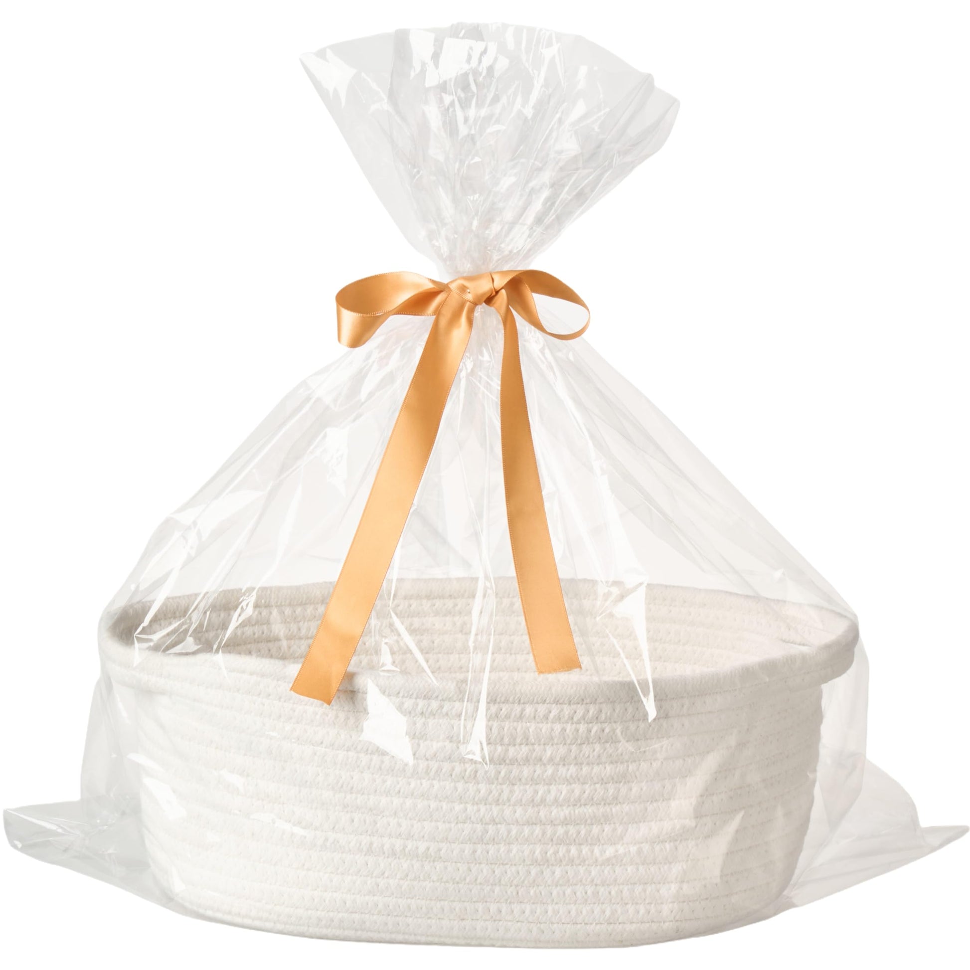 Kodomoore Gift Basket with Wrap Bag and Ribbon, Empty Small Woven Basket for Gift, Cute Decorative Gift Organizer for Baby Showe