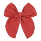 5.5 Inch Red Fable Hair Bow: Handmade Linen Cotton Hair Clip For Girls - 1 Pcs