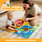 Toddler Toys for 1 Year Old Boy Gifts - Educational Dinosaur Slide Set with 4 Color/Number Push Cars and Playmat, Montessori Lea