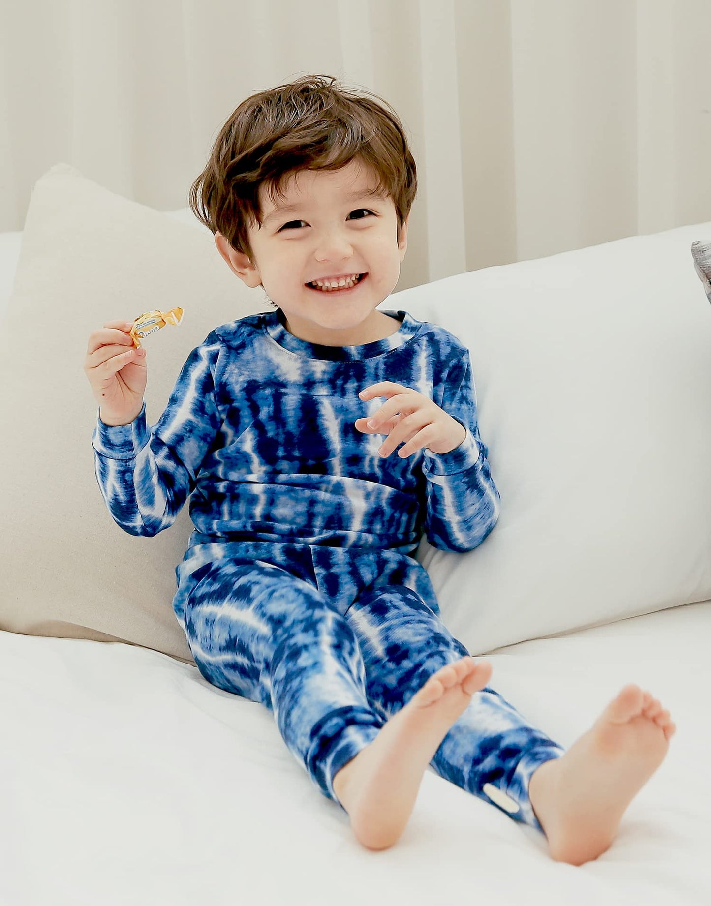 Vaenait Baby Kids Junior 100% Cotton Sleepwear Pajamas 2Pcs Set Tiedye-Thundernavy-257 M