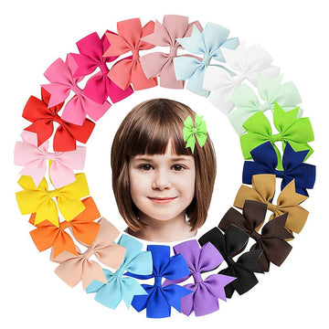 Palay 20 Pieces Hair Bows For Kids Girls 3 Inch Grosgrain Ribbon Hair Bows Alligator Clips For Baby Girls, Hair Accessories, Mul