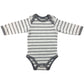 123 Bear Baby 3-Pack Soft Cotton Spandex Bodysuits (Gray Stripes 2 Long-Sleeve, Newborn)